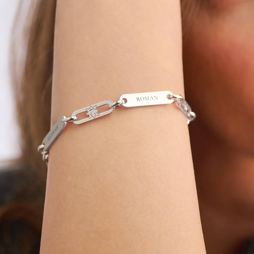 Pulsera de Nombre con Enlace de Luz Estelar en Plata Esterlina-4 foto de producto