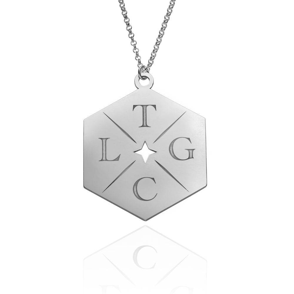 Collar con Inicial Grande Hasta las Estrellas en Plata de Ley-4 foto de producto