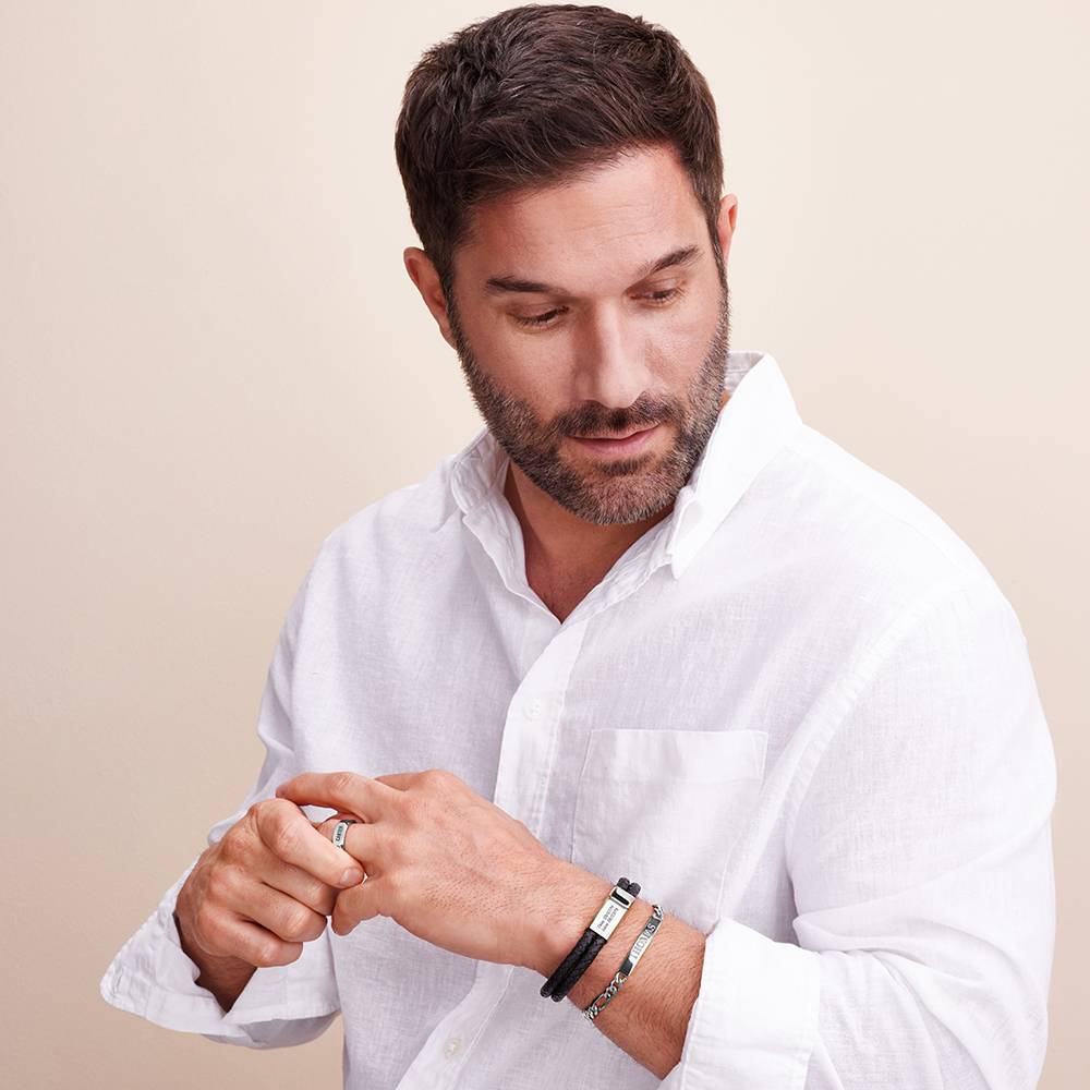Pulsera con Identificación Estilo Amigo para Hombres en Plata-6 foto de producto