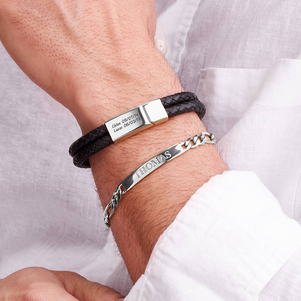 Pulsera con Identificación Estilo Amigo para Hombres en Plata-5 foto de producto
