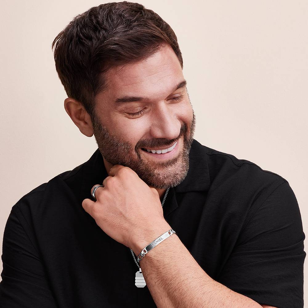 Pulsera con Identificación Estilo Amigo para Hombres en Plata-4 foto de producto