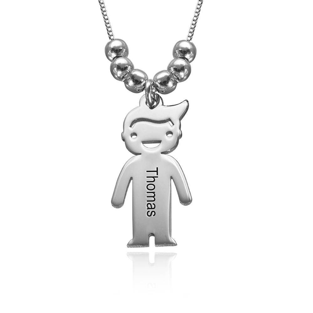 Collar con Colgantes Niño y Niña Personalizado en Plata-6 foto de producto