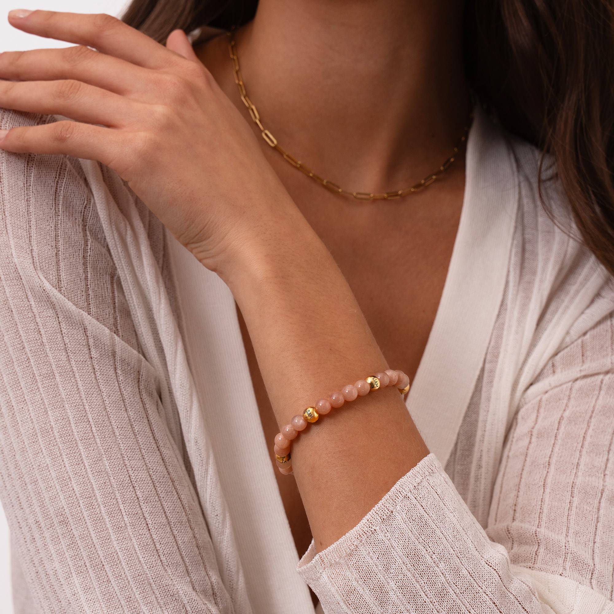 Pulsera Balance con Cuentas Semipreciosas de Piedra del Sol en Vermeil de Oro-3 foto de producto
