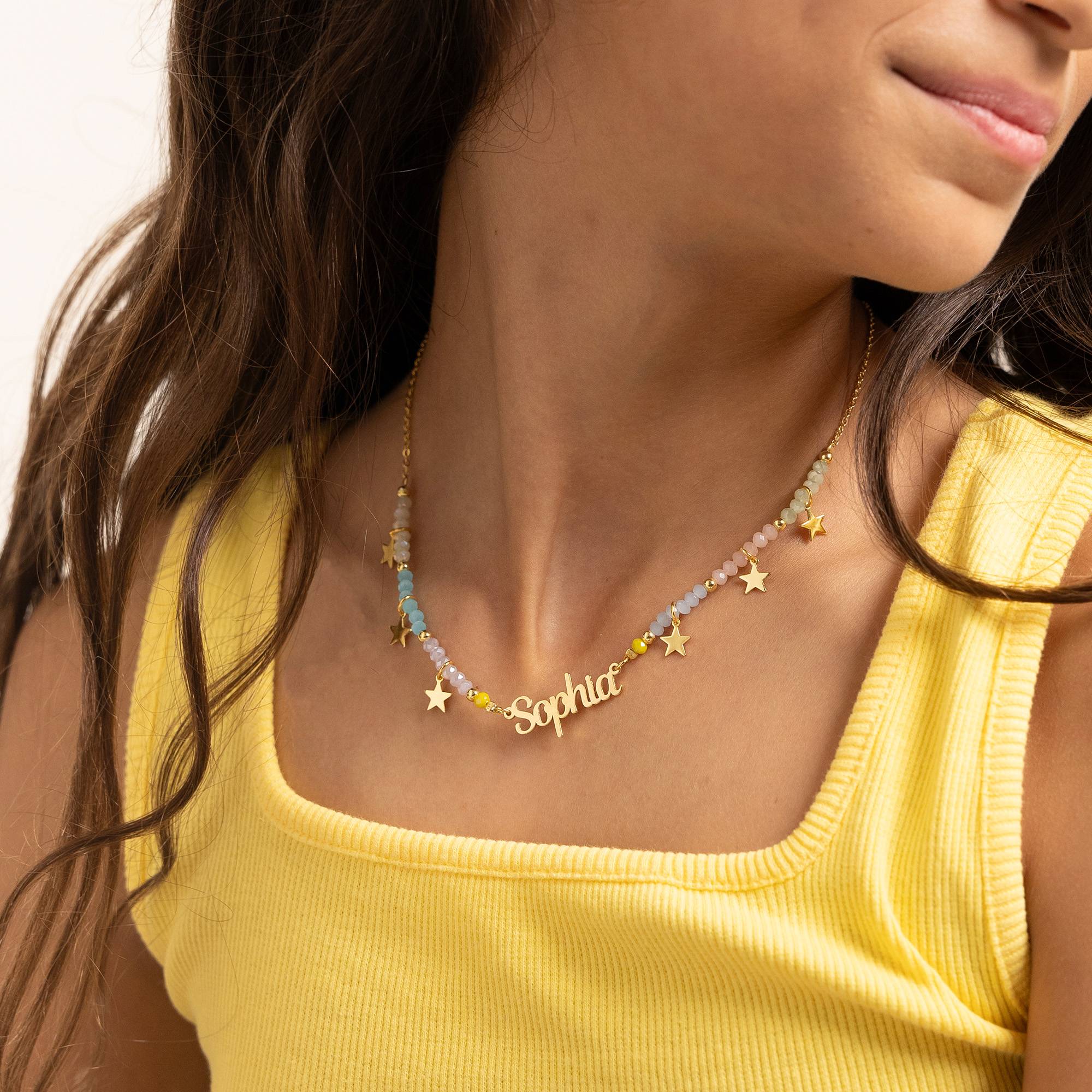 Collar con Nombre Superstar para Niñas en Latón Chapado en Oro de-2 Collar con Nombre Superstar para Niñas en Latón Chapado en Oro de-2 foto de producto