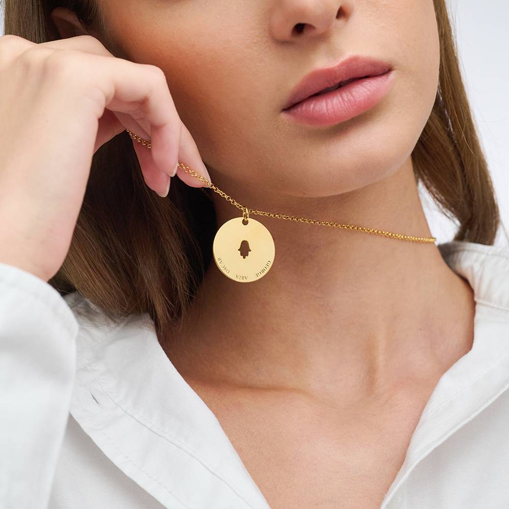 Collar de Nombre con Círculo Simbólico en Vermeil de Oro-3 foto de producto
