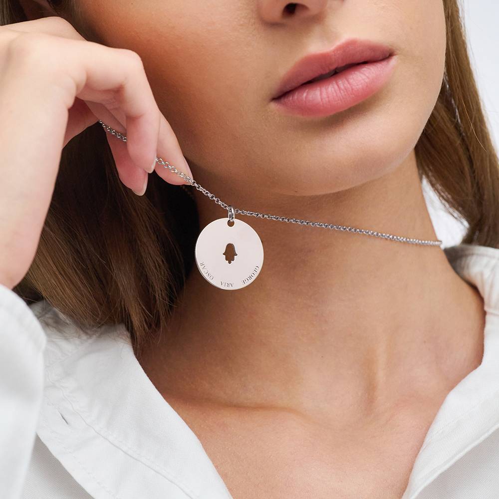Collar de Nombre con Círculo Simbólico en Plata Esterlina-4 foto de producto