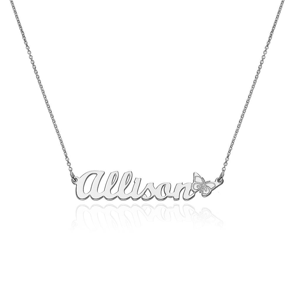 Collar con Nombre y Mariposa para Adolescentes en Plata de Ley-6 foto de producto