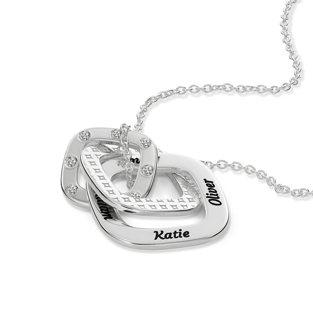 Collar Teres Grabado con Diamantes en Plata Esterlina-4 foto de producto