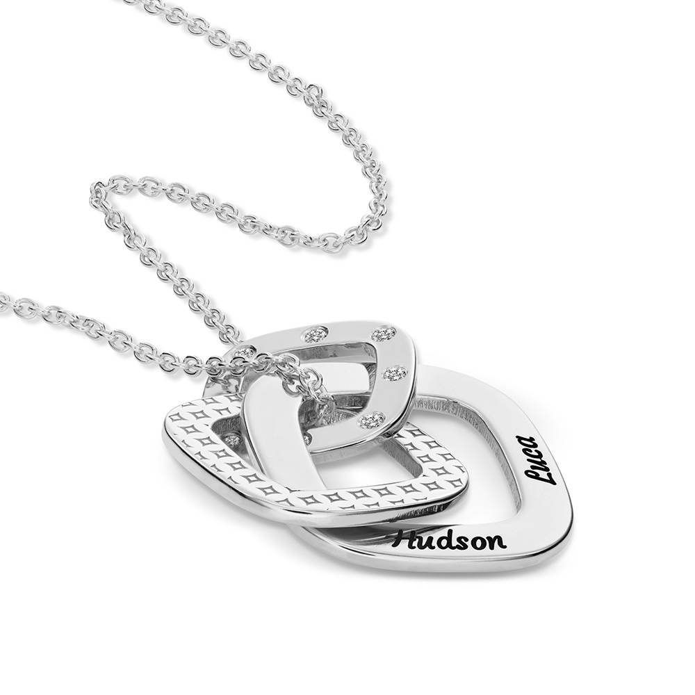 Collar Teres Grabado con Diamantes en Plata Esterlina-6 foto de producto
