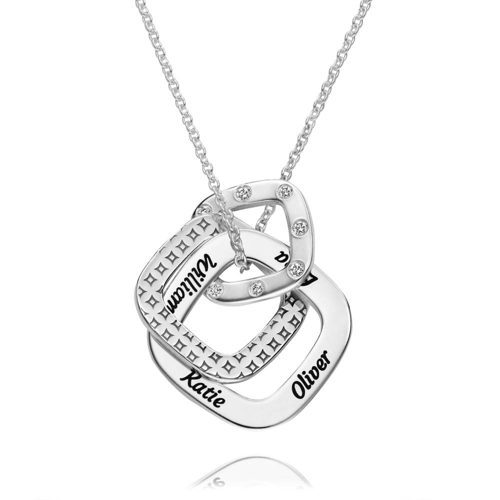 Collar Teres Grabado con Diamantes en Plata Esterlina-7 foto de producto