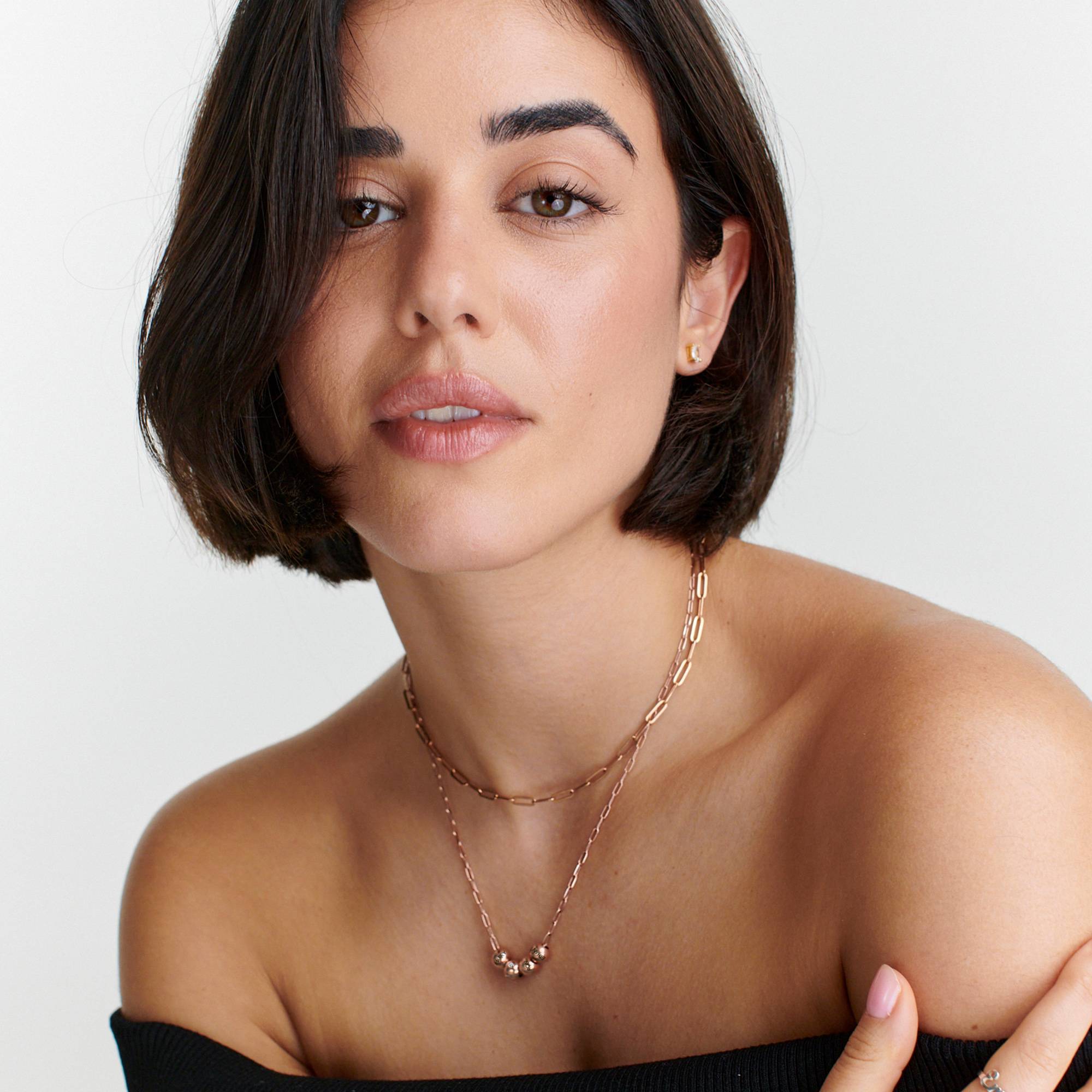 Collar de Eslabones Balance y Diamante de 0.08ct en Vermeil de Oro Rosa-4 Collar de Eslabones Balance y Diamante de 0.08ct en Vermeil de Oro Rosa-4 foto de producto