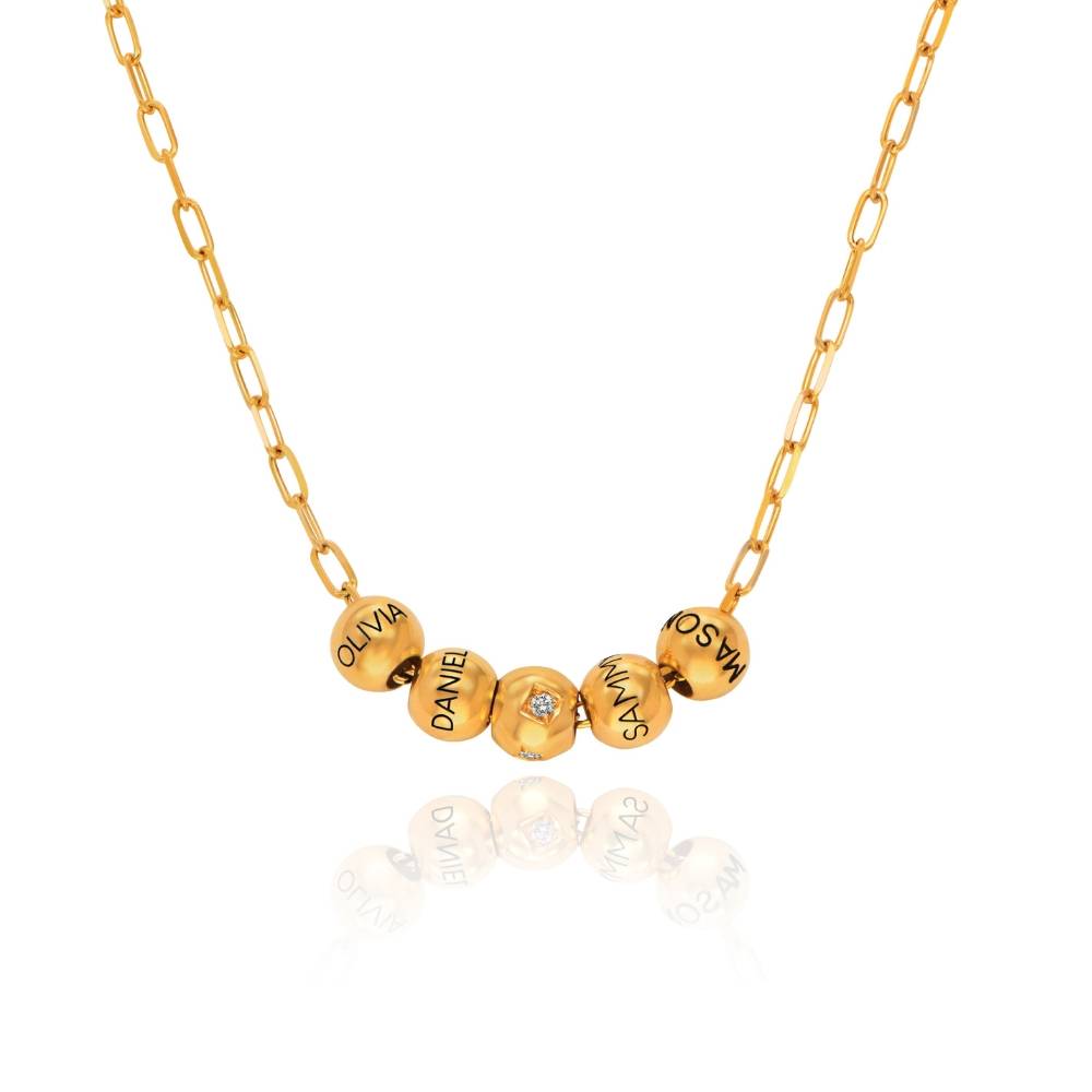 Collar de Eslabones Balance y Diamante de 0.08ct en Chapa de Oro-6 foto de producto