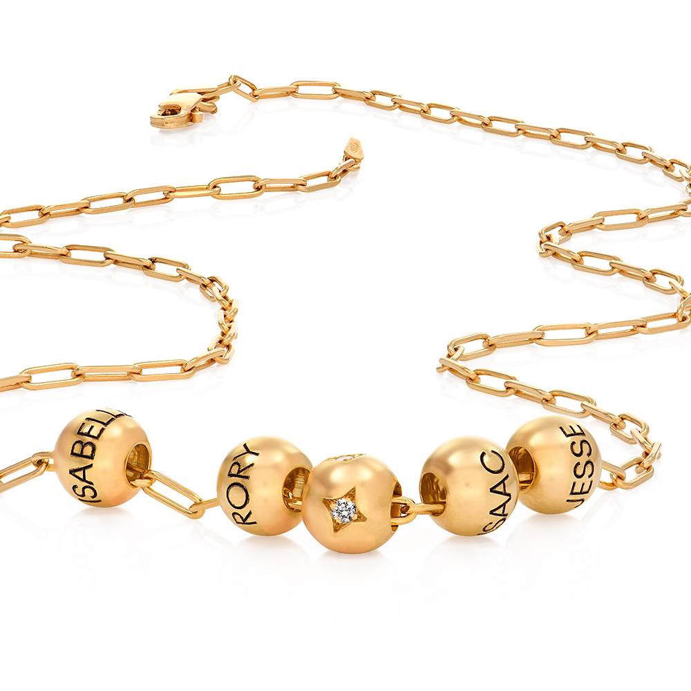 Collar de Eslabones Balance y Diamante de 0.08ct en Chapa de Oro-2 foto de producto