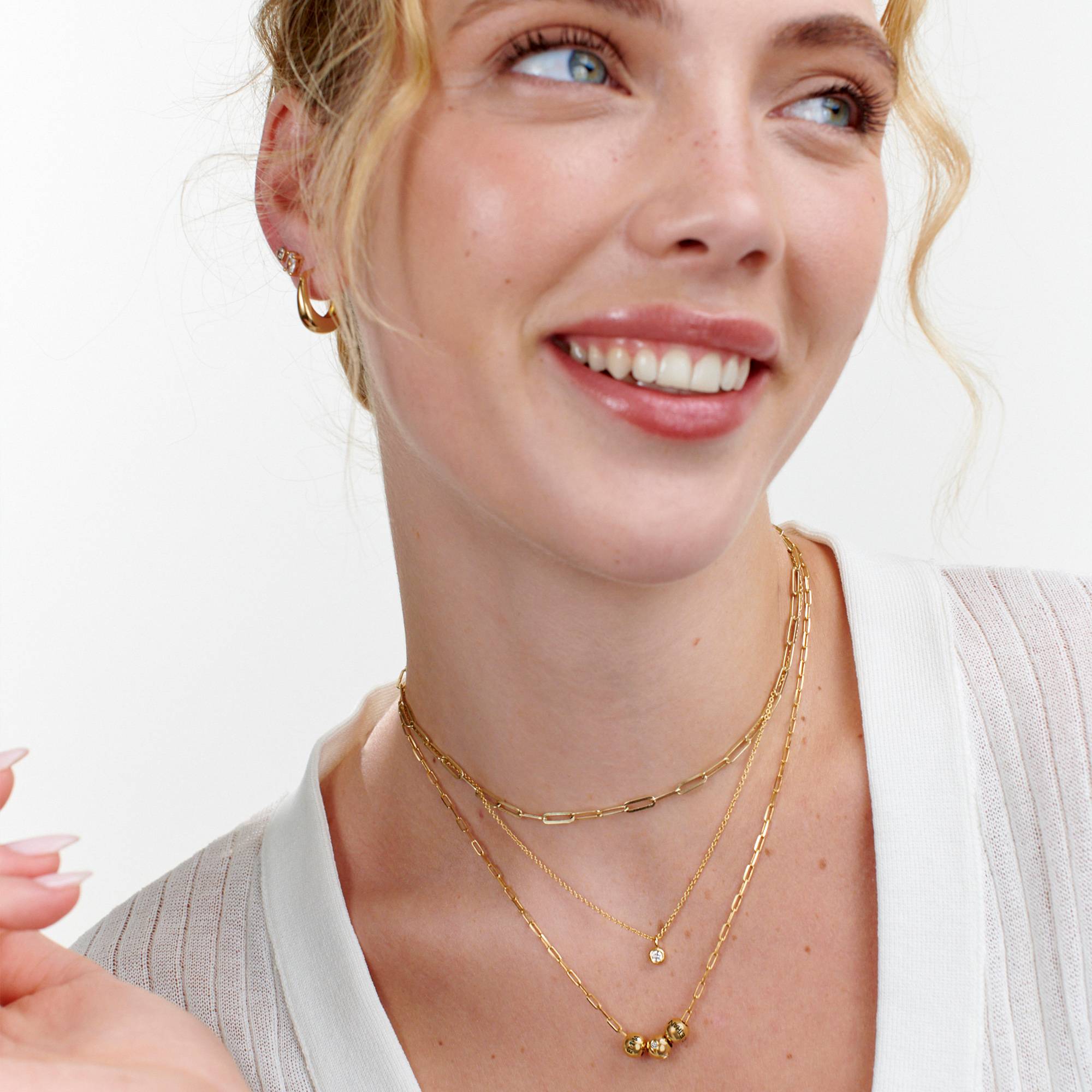 Collar de Eslabones Balance y Diamante de 0.08ct en Vermeil de Oro-4 Collar de Eslabones Balance y Diamante de 0.08ct en Vermeil de Oro-4 foto de producto