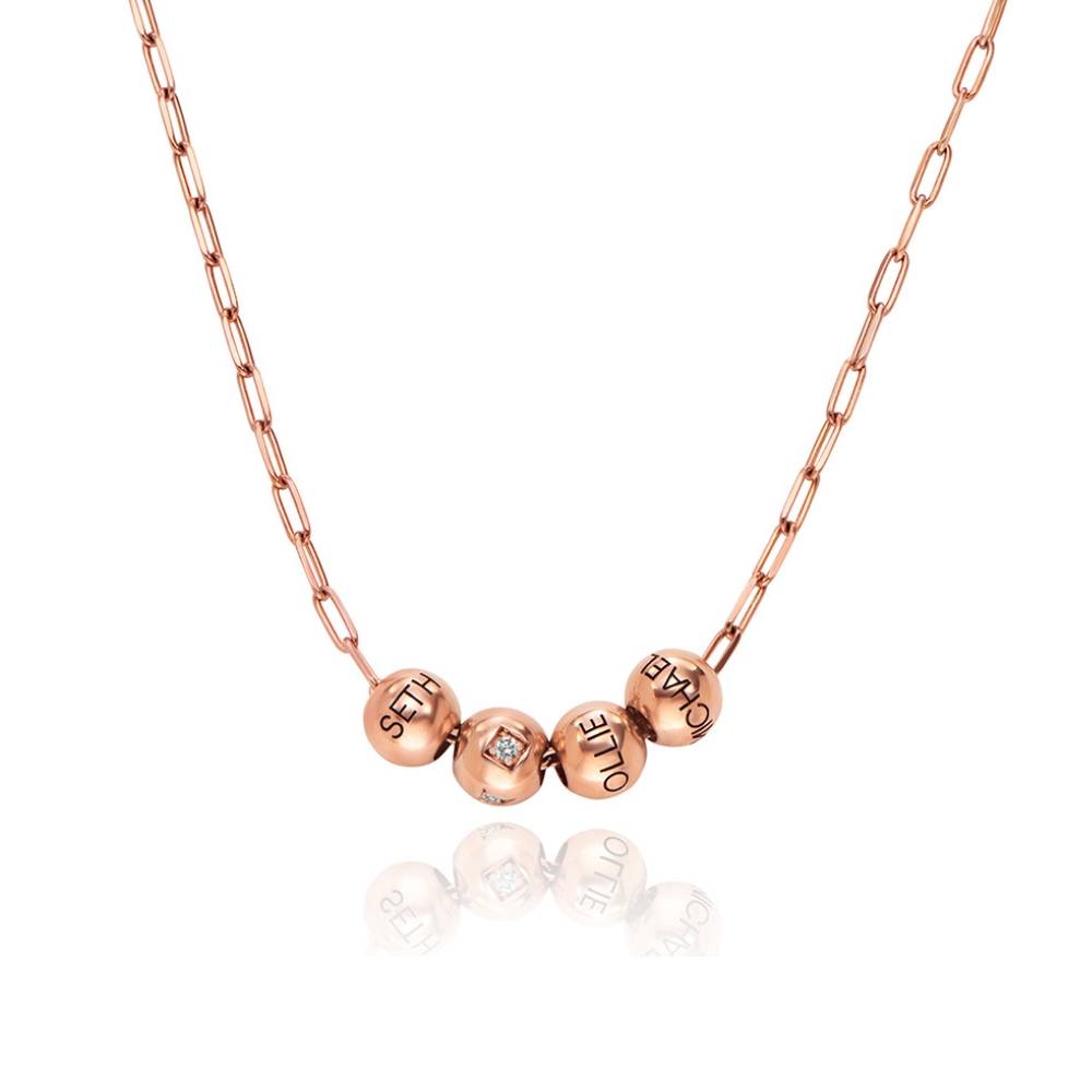 Collar de Eslabones Balance y Diamante de 0.08ct en Chapado de Oro Rosa-5 Collar de Eslabones Balance y Diamante de 0.08ct en Chapado de Oro Rosa-5 foto de producto