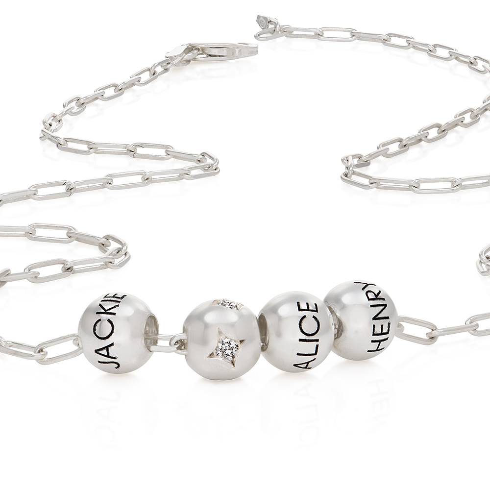 Collar de Eslabones Balance y Diamante de 0.08ct en Plata-1 Collar de Eslabones Balance y Diamante de 0.08ct en Plata-1 foto de producto