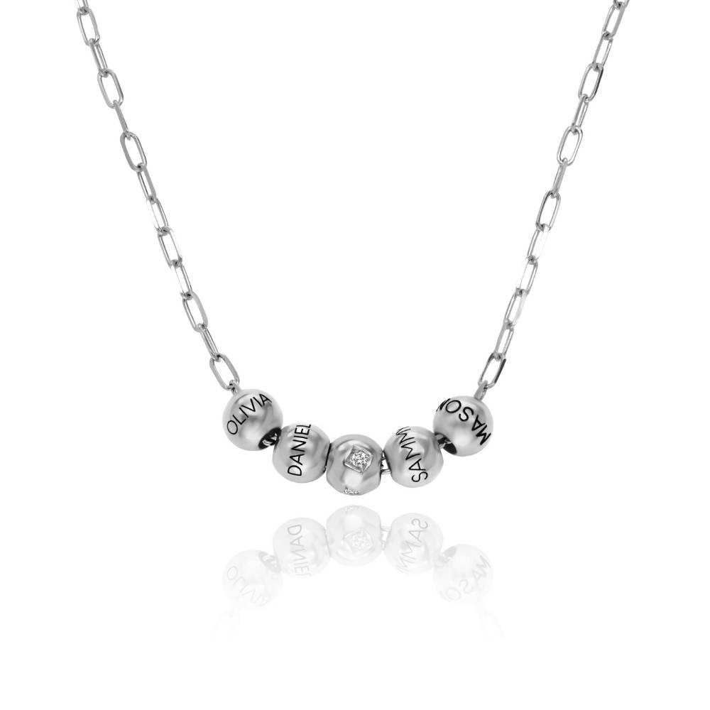 Collar de Eslabones Balance y Diamante de 0.08ct en Plata-5 Collar de Eslabones Balance y Diamante de 0.08ct en Plata-5 foto de producto