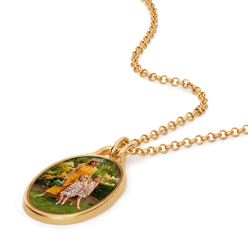 Collar Ovalado con Foto Recuérdame en Chapa de Oro-2 foto de producto