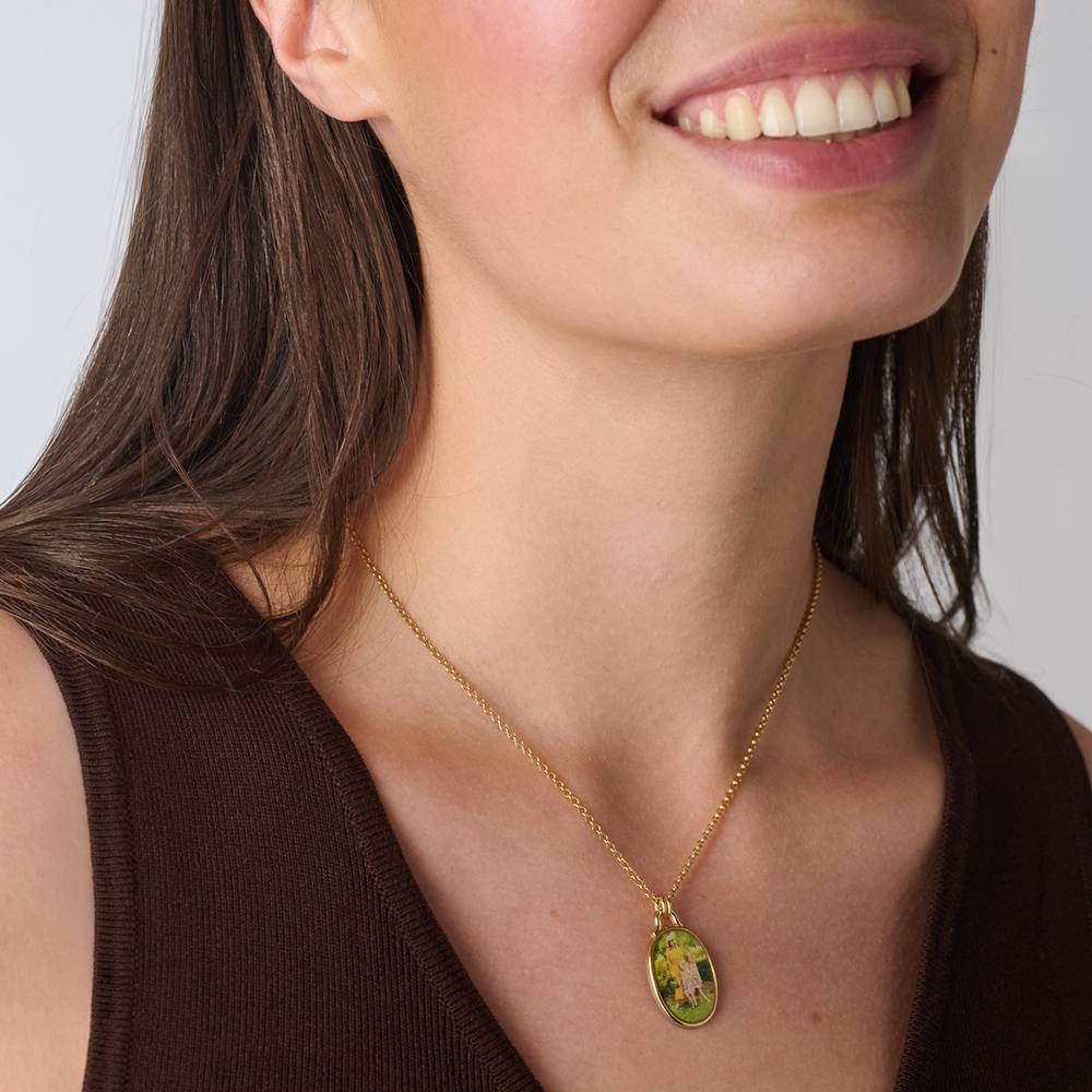Collar Ovalado con Foto Recuérdame en Chapa de Oro-3 foto de producto