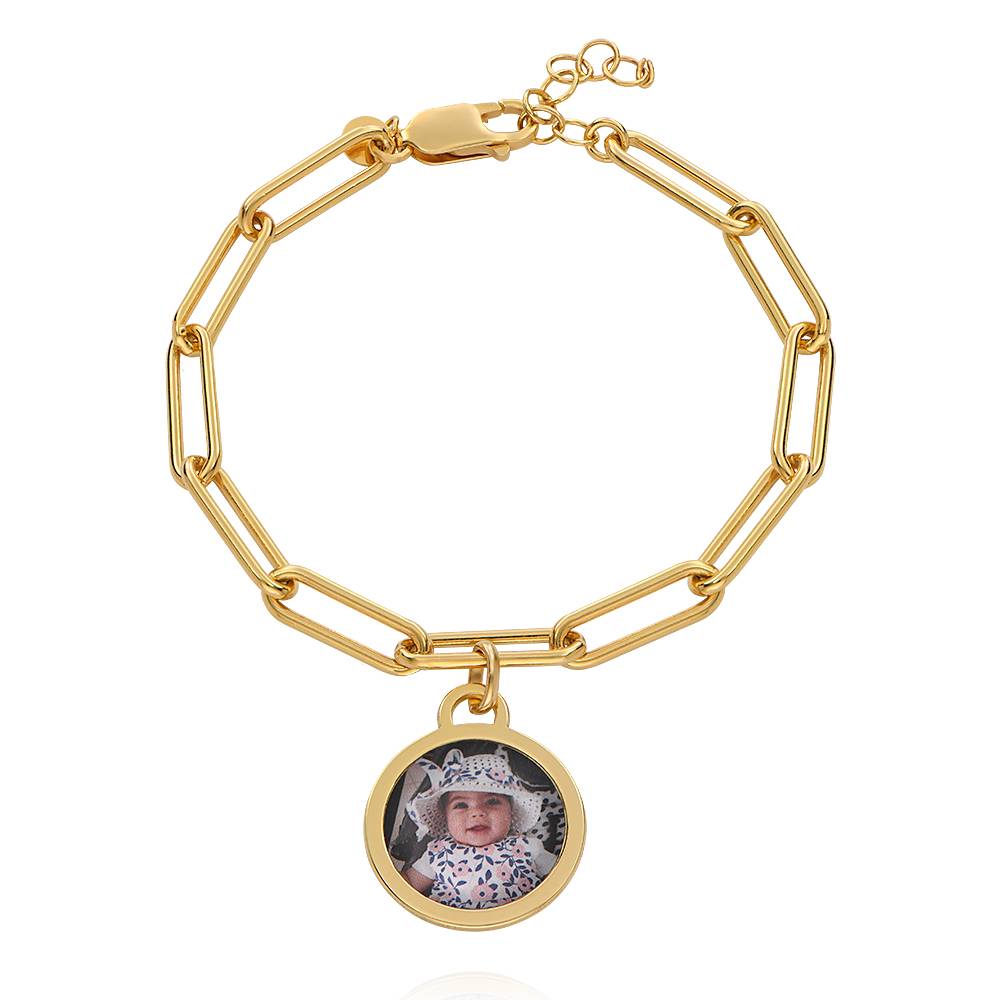 Pulsera con Colgante de Foto para Siempre en Baño de Oro-1 foto de producto