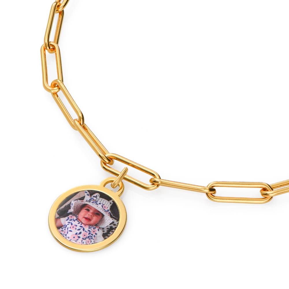 Pulsera con Colgante de Foto para Siempre en Baño de Oro-4 foto de producto