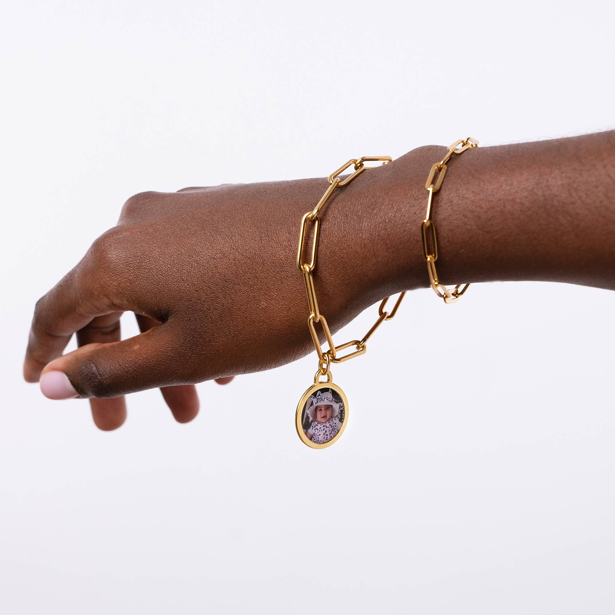 Pulsera con Colgante de Foto para Siempre en Baño de Oro-3 foto de producto