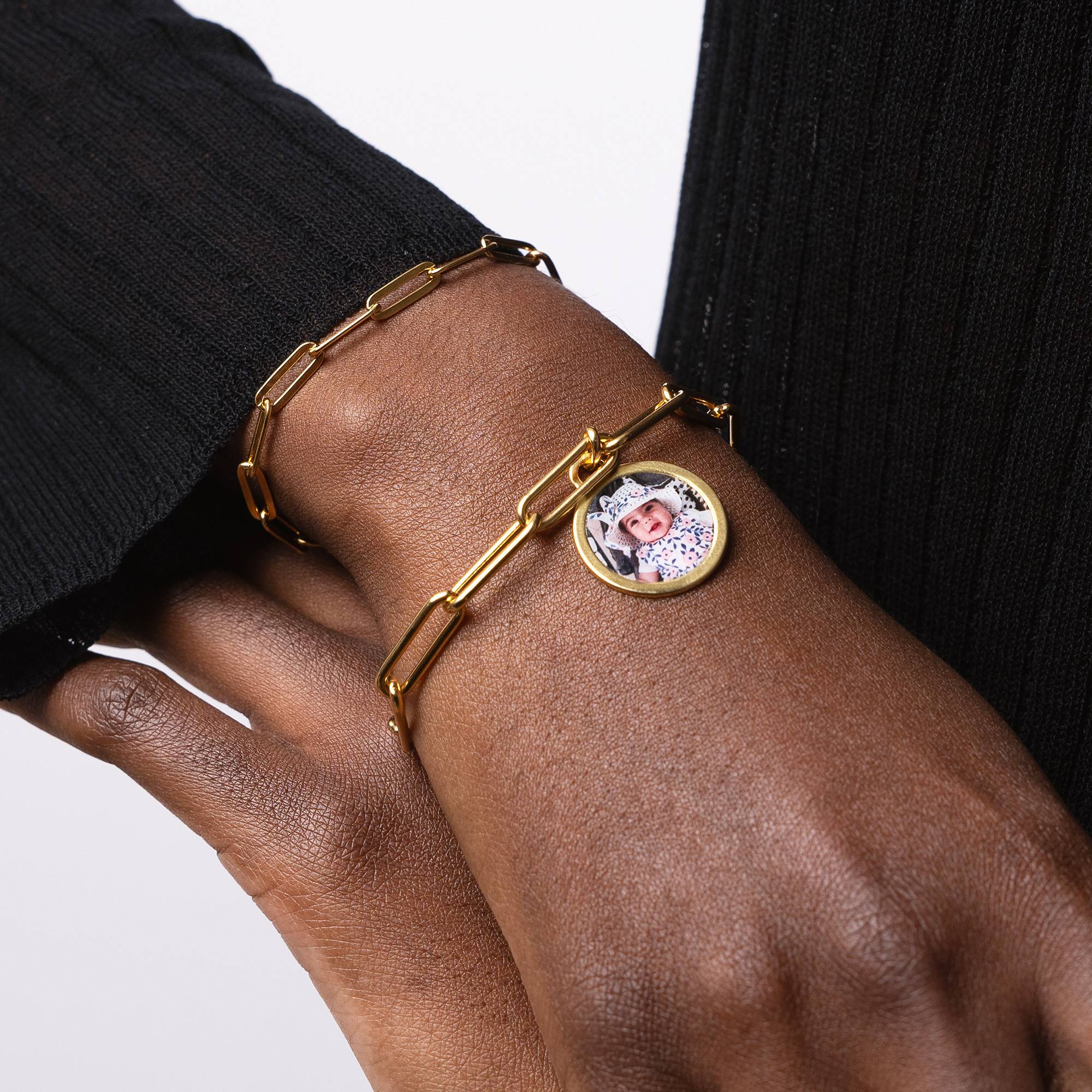 Pulsera con Colgante de Foto para Siempre en Baño de Oro-2 foto de producto