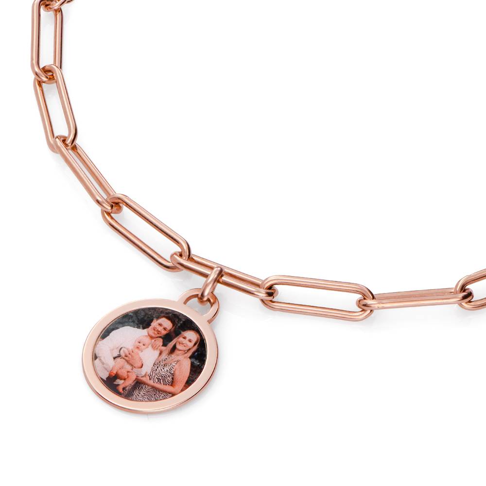 Pulsera con Colgante de Foto para Siempre en Chapa de Oro Rosa-5 foto de producto