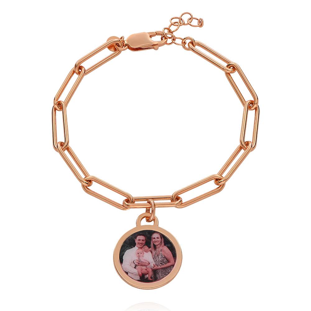 Pulsera con Colgante de Foto para Siempre en Chapa de Oro Rosa-2 foto de producto