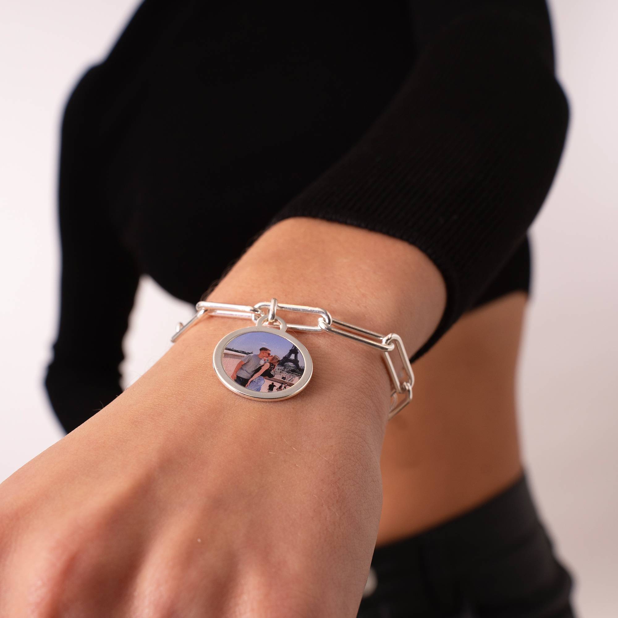 Pulsera con Colgante de Foto para Siempre en Plata-2 foto de producto