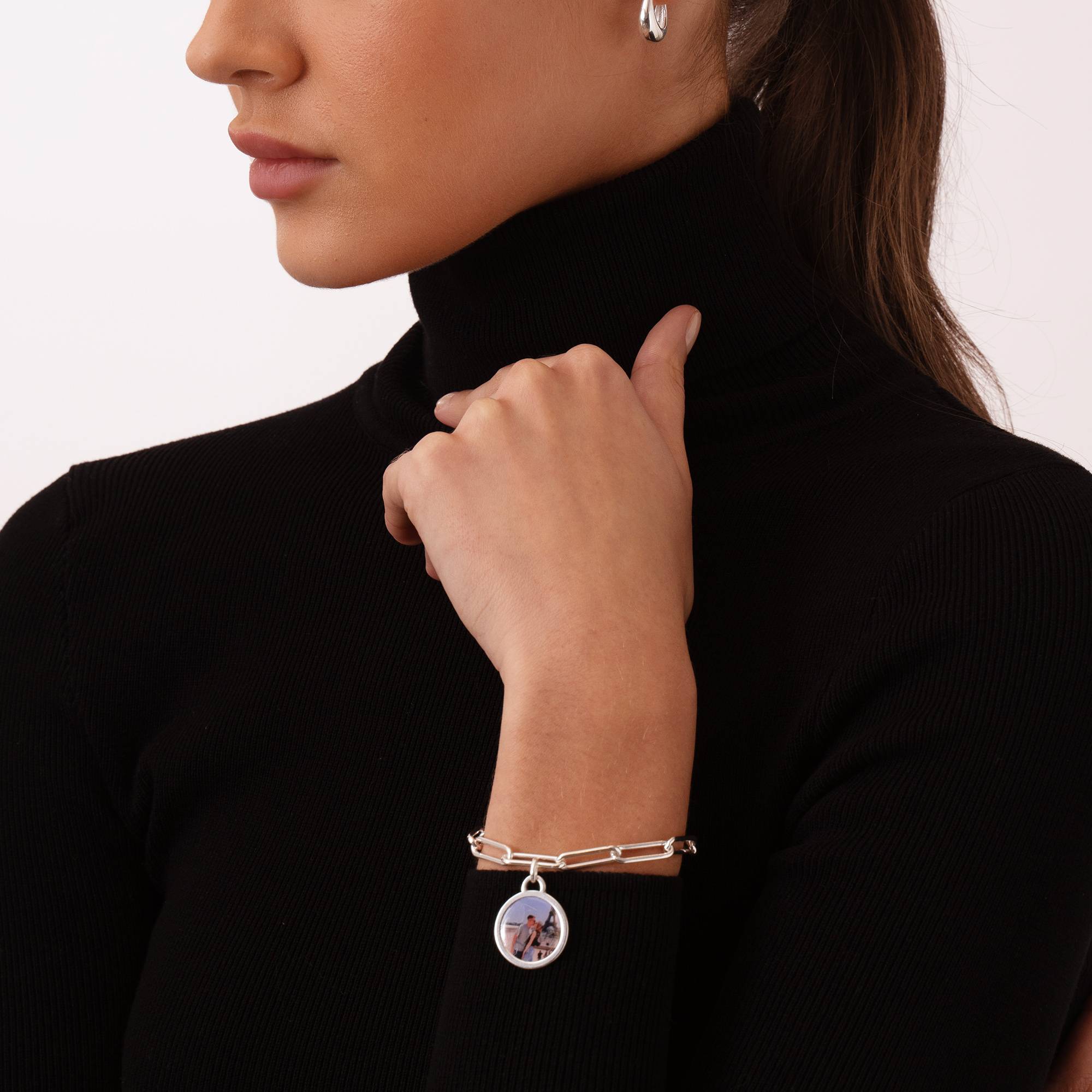 Pulsera con Colgante de Foto para Siempre en Plata-6 foto de producto