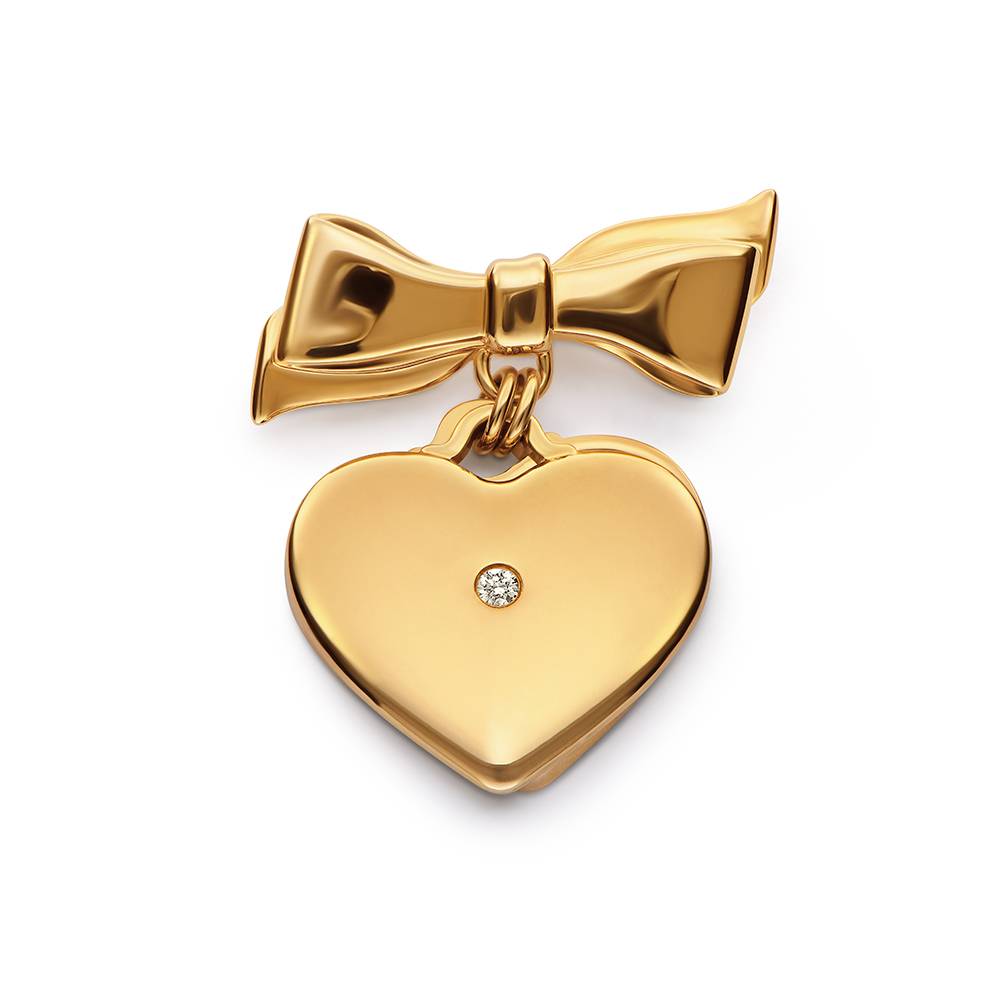 Broche Corazón Adorado en Chapa de Oro con Diamante de 0.05 CT-3 foto de producto