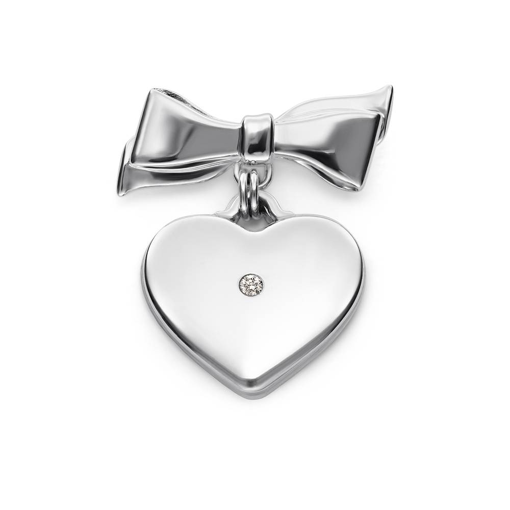 Broche Corazón Adorado en Plata con Diamante de 0.05 CT-3 foto de producto