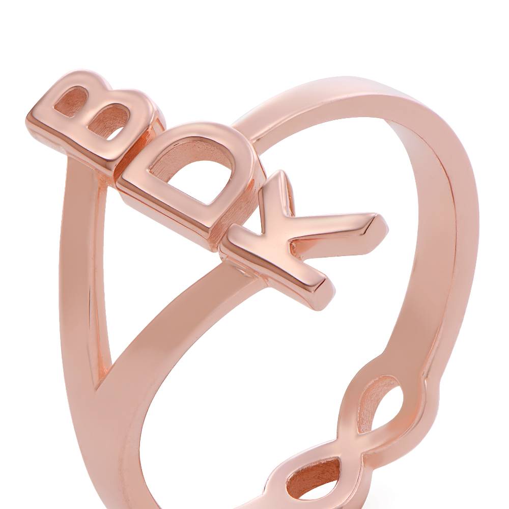 Anillo Infinito con Tres Iniciales en Chapa de Oro Rosa-4 foto de producto