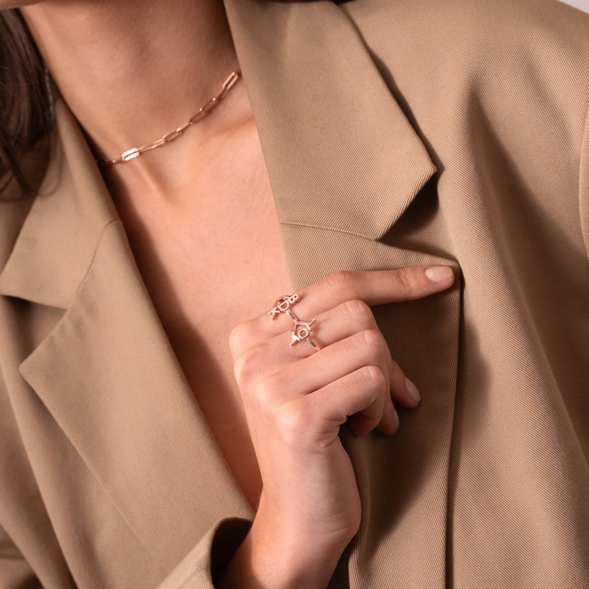 Anillo Infinito con Tres Iniciales en Chapa de Oro Rosa-5 foto de producto