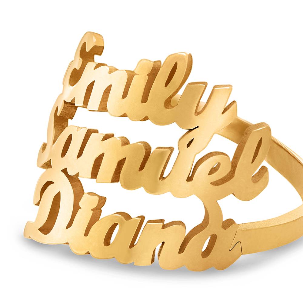 Anillo con Triple Nombre Script en Vermeil de Oro-2 Anillo con Triple Nombre Script en Vermeil de Oro-2 foto de producto
