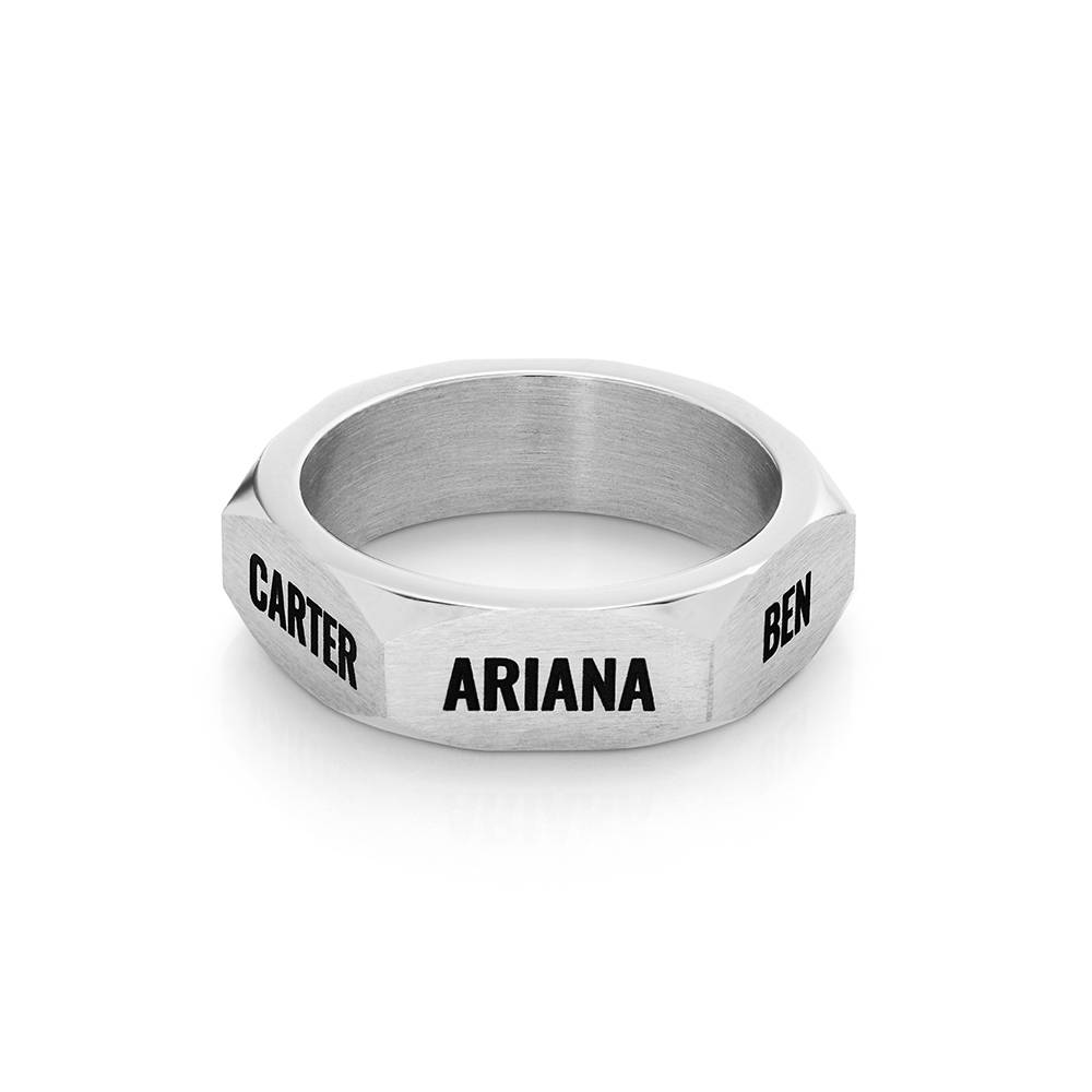 Anillo Titán Hexagonal para hombre en acero inoxidable-4 foto de producto