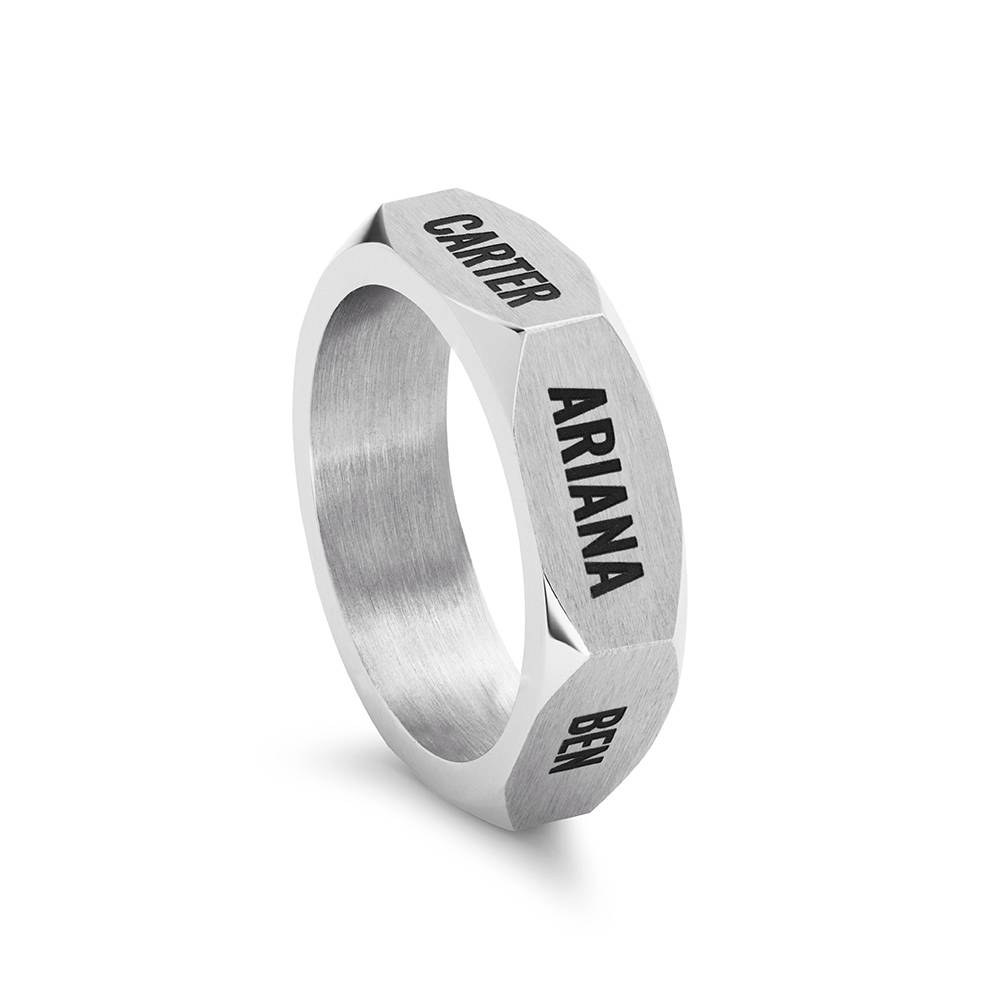 Anillo Titán Hexagonal para hombre en acero inoxidable-1 foto de producto