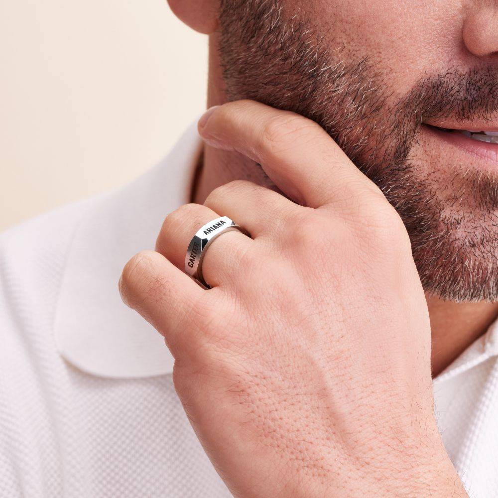 Anillo Titán Hexagonal para hombre en acero inoxidable-2 foto de producto