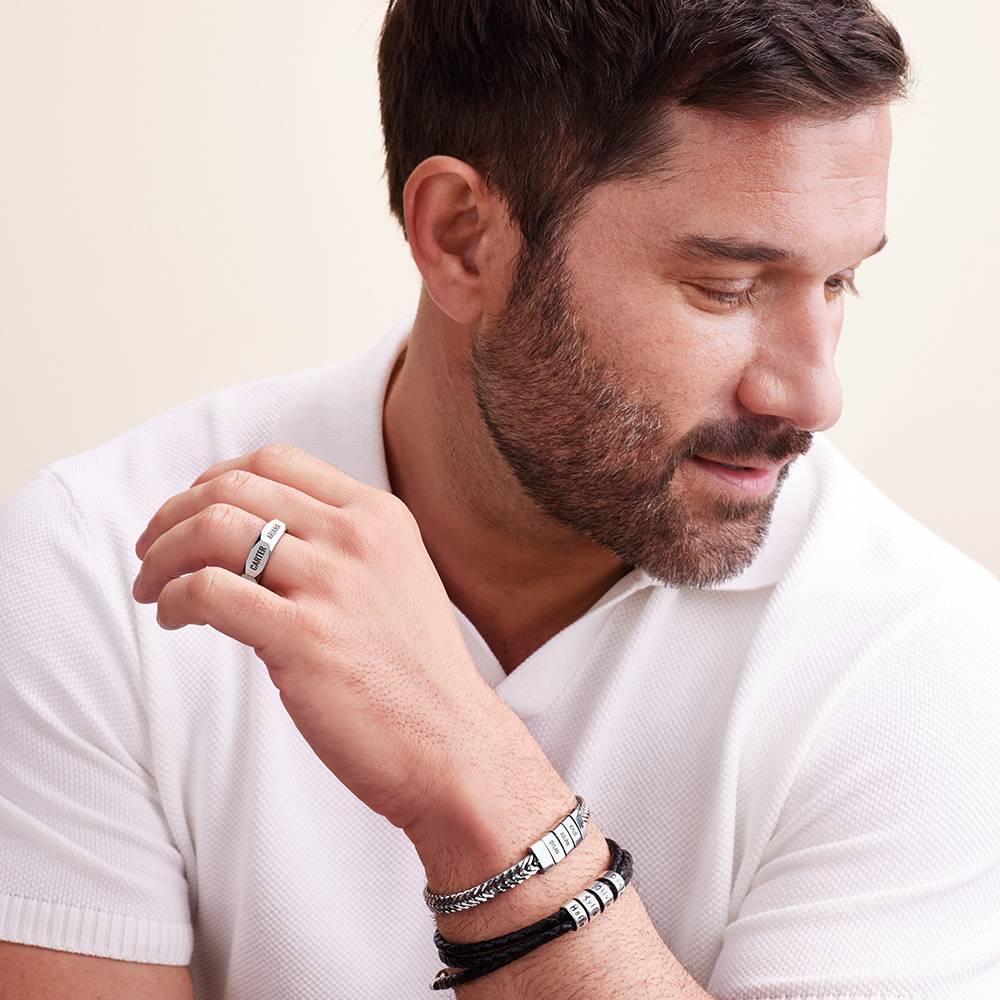 Anillo Titán Hexagonal para hombre en acero inoxidable-3 foto de producto