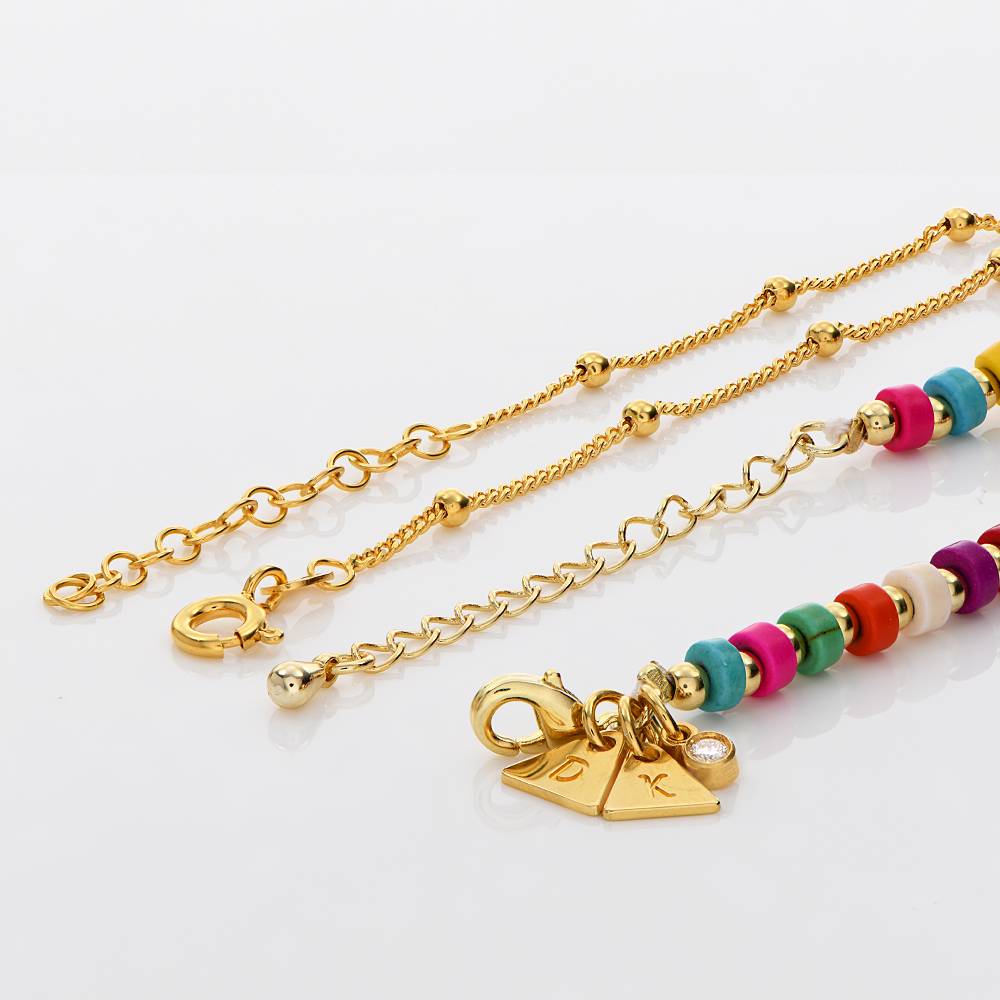 Pulsera / Tobillera de Cuentas en Capas Tropicales con Iniciales y 0.05ct Diamantes en Chapa de Oro-3 foto de producto