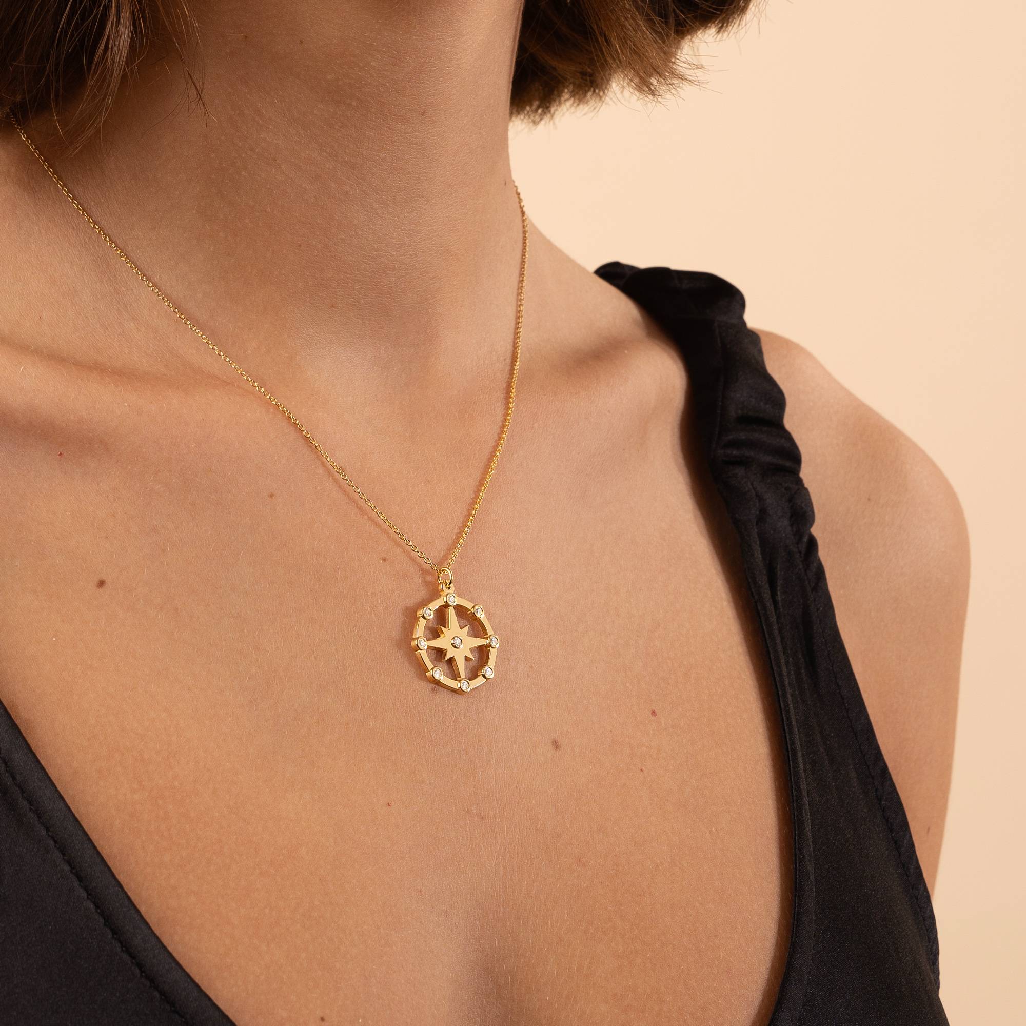 Collar Brillante Estrella del Norte con Diamantes en Vermeil de Oro-6 Collar Brillante Estrella del Norte con Diamantes en Vermeil de Oro-6 foto de producto