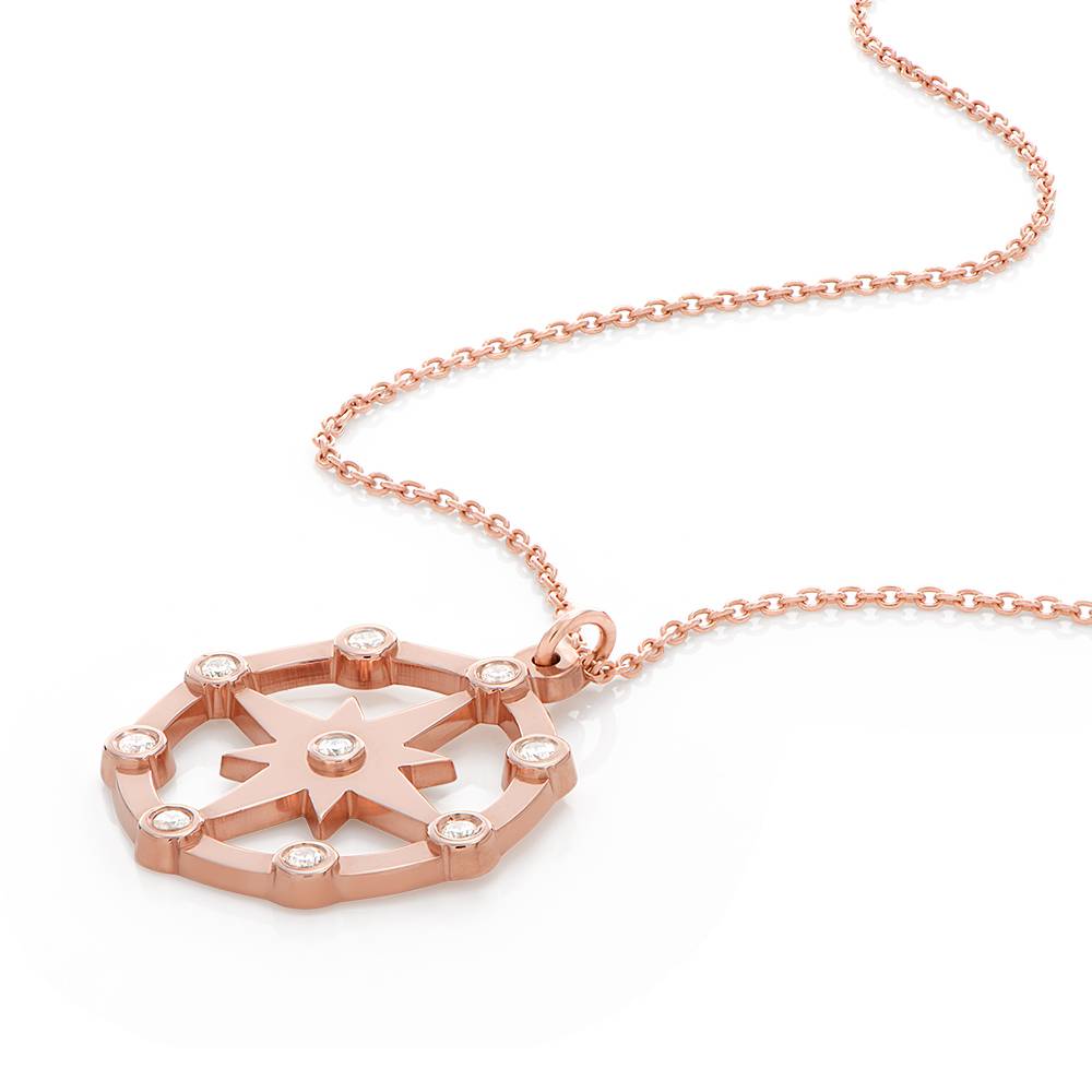 Collar Brillante Estrella del Norte con Diamantes en Chapa de Oro Rosa-3 Collar Brillante Estrella del Norte con Diamantes en Chapa de Oro Rosa-3 foto de producto