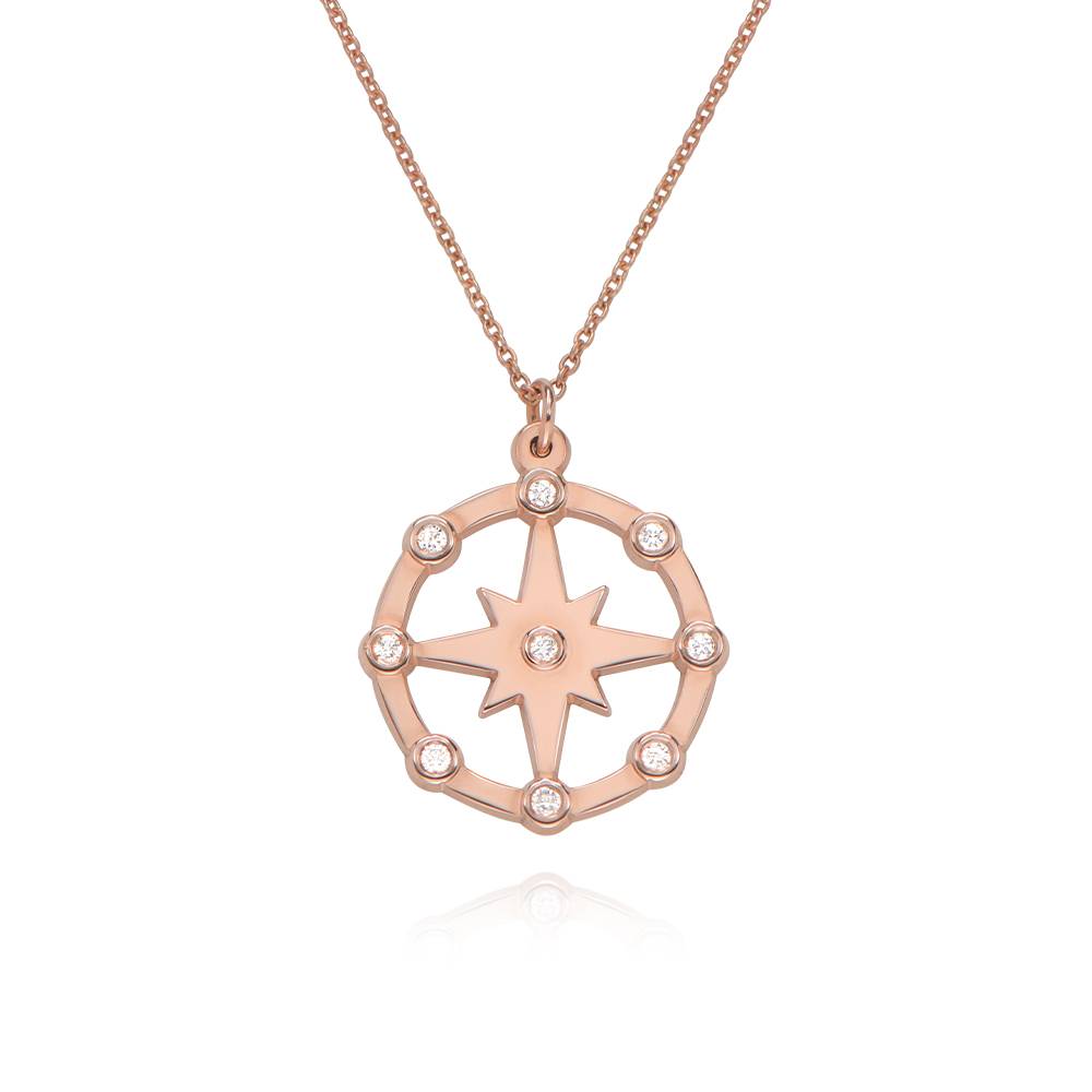 Collar Brillante Estrella del Norte con Diamantes en Chapa de Oro Rosa-5 Collar Brillante Estrella del Norte con Diamantes en Chapa de Oro Rosa-5 foto de producto