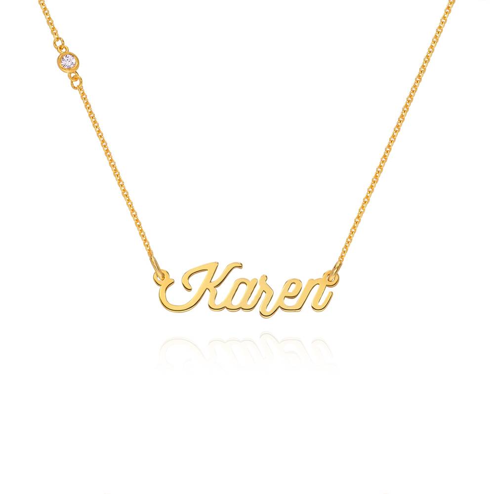 Collar con Nombre Twirl Script con Diamante en Baño de Oro-1 foto de producto