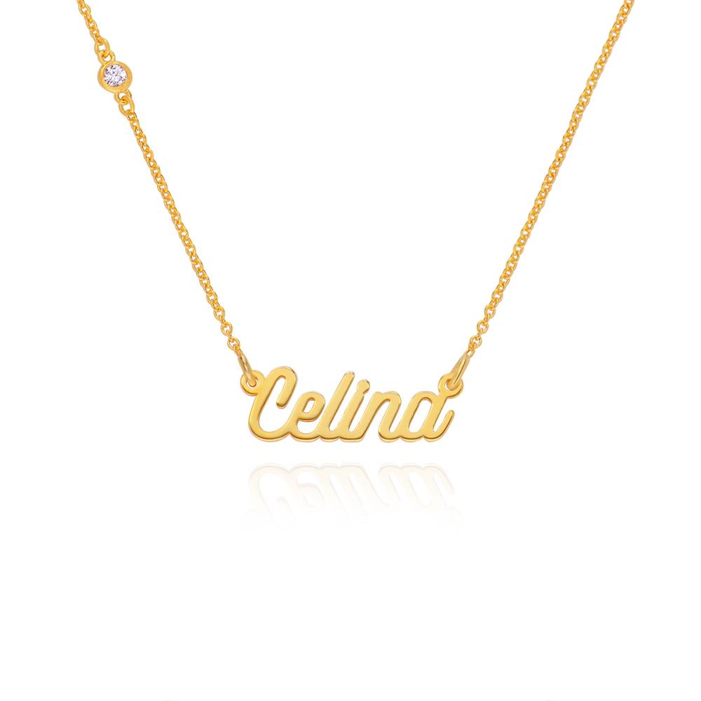 Collar con Nombre Twirl Script con Diamante en Vermeil de Oro-2 foto de producto