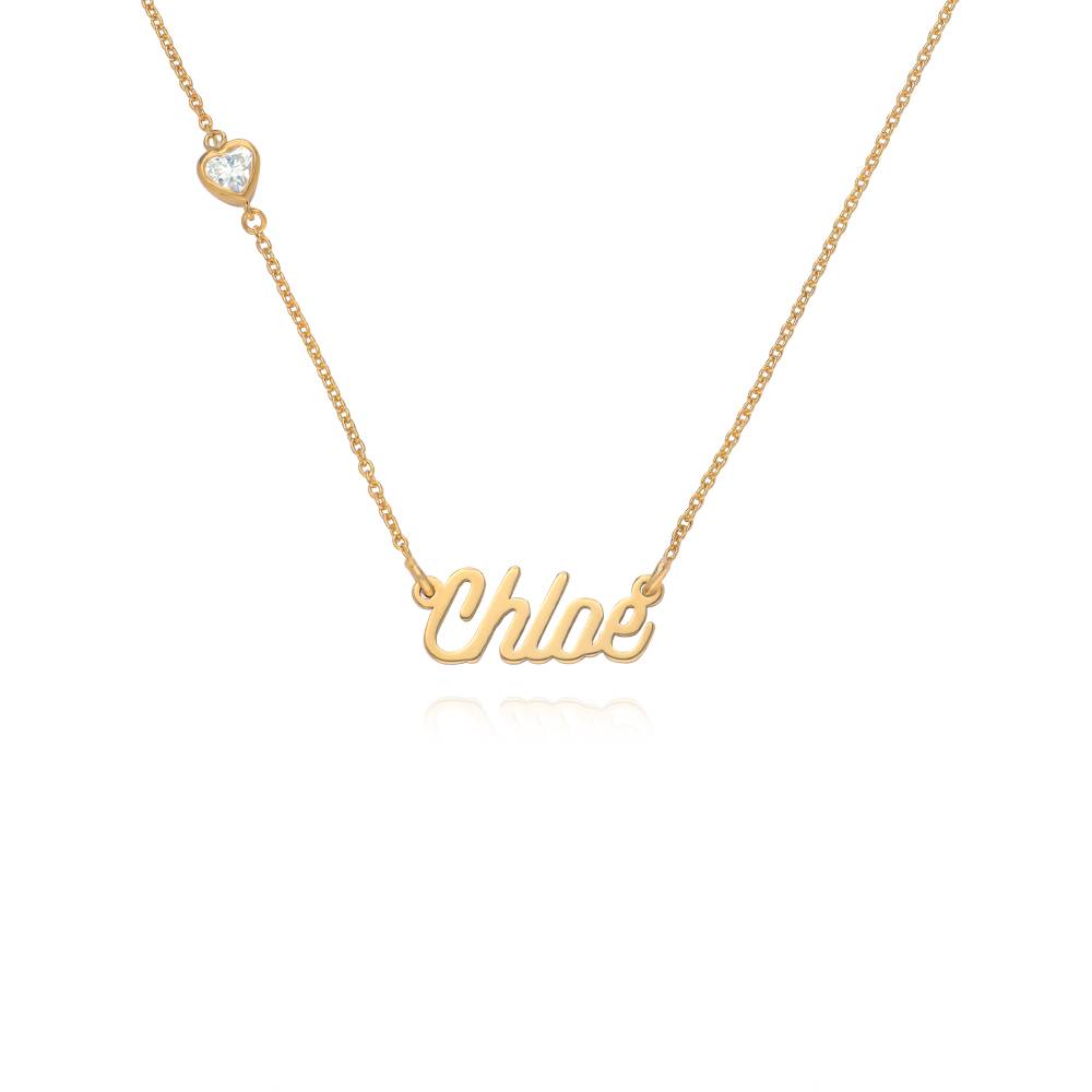 Collar con Nombre Twirl Script con Diamante en Forma de Corazón en Baño de Oro-2 foto de producto