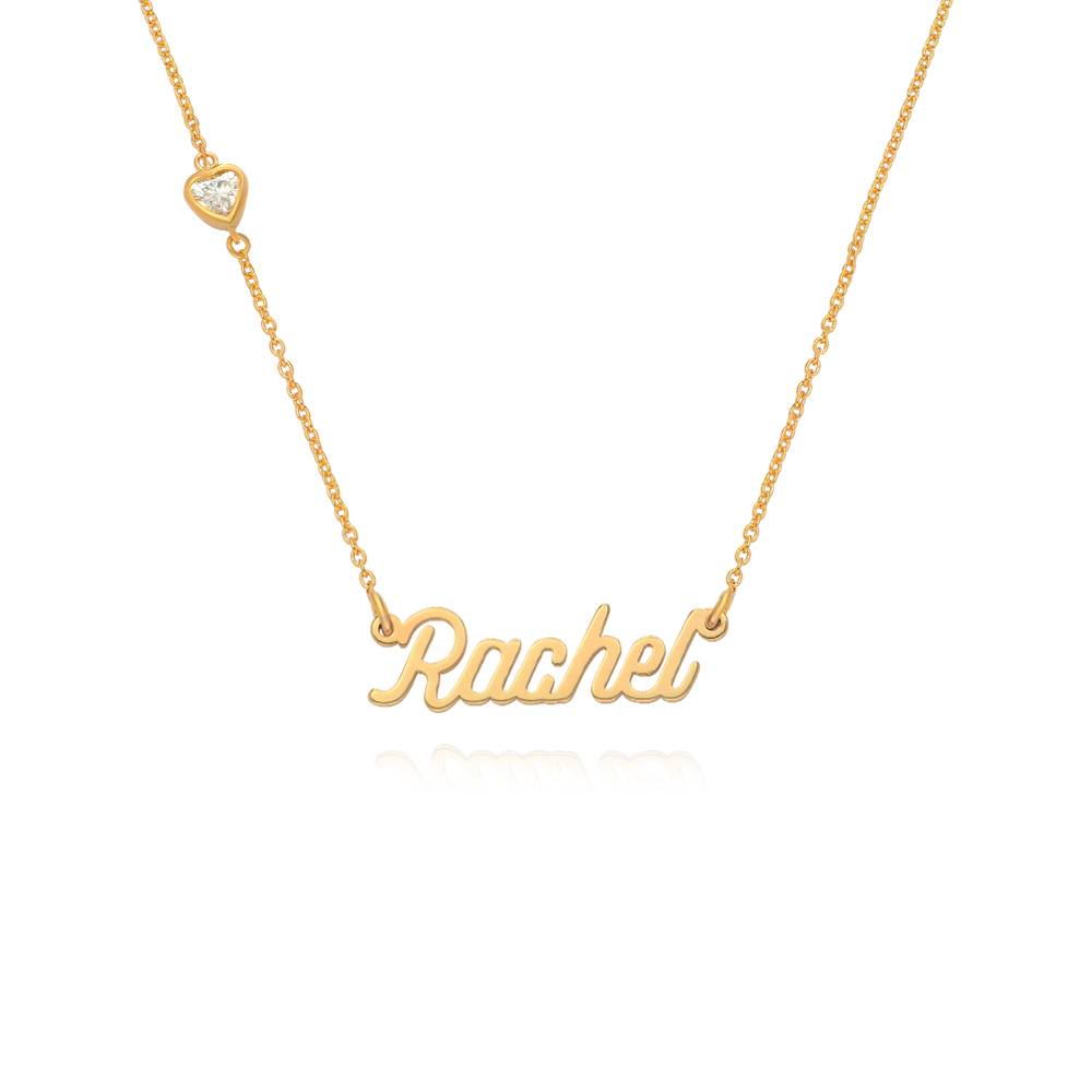Collar con Nombre Twirl Script con Diamante en Forma de Corazón en Vermeil de Oro-4 foto de producto