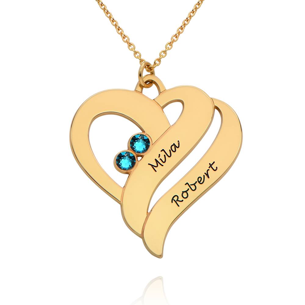 Collar Dos Corazones Por Siempre con Piedras de Nacimiento en Chapa de Oro-5 Collar Dos Corazones Por Siempre con Piedras de Nacimiento en Chapa de Oro-5 foto de producto