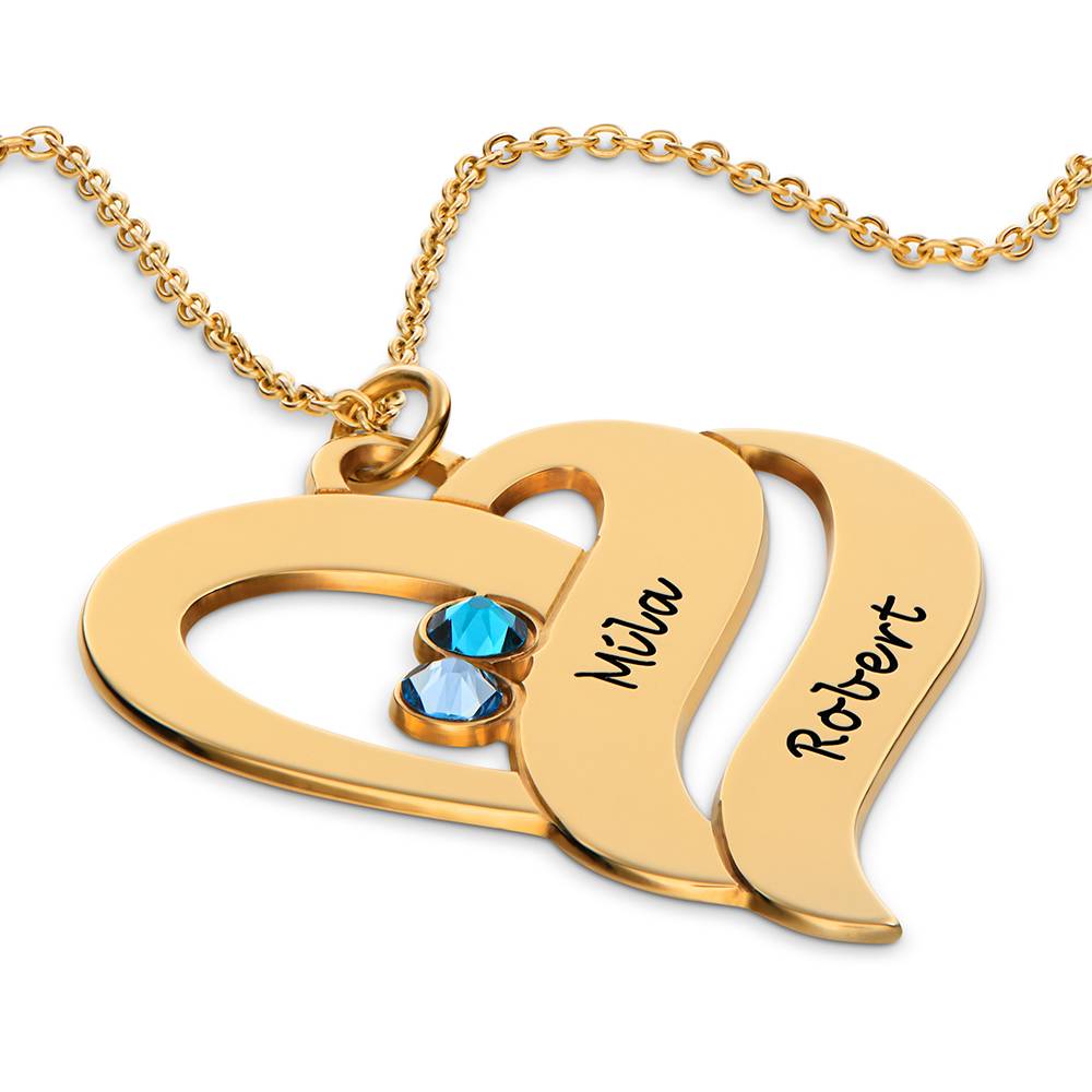 Collar Dos Corazones Por Siempre con Piedras de Nacimiento en Chapa de Oro-7 Collar Dos Corazones Por Siempre con Piedras de Nacimiento en Chapa de Oro-7 foto de producto